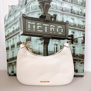 Michael Kors 35S2G4CW3L Cora Large Pebbled Leather Chain-Link Crossbody Bag